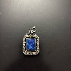 Sarah Coventry Silver Brooch with Blue Stone